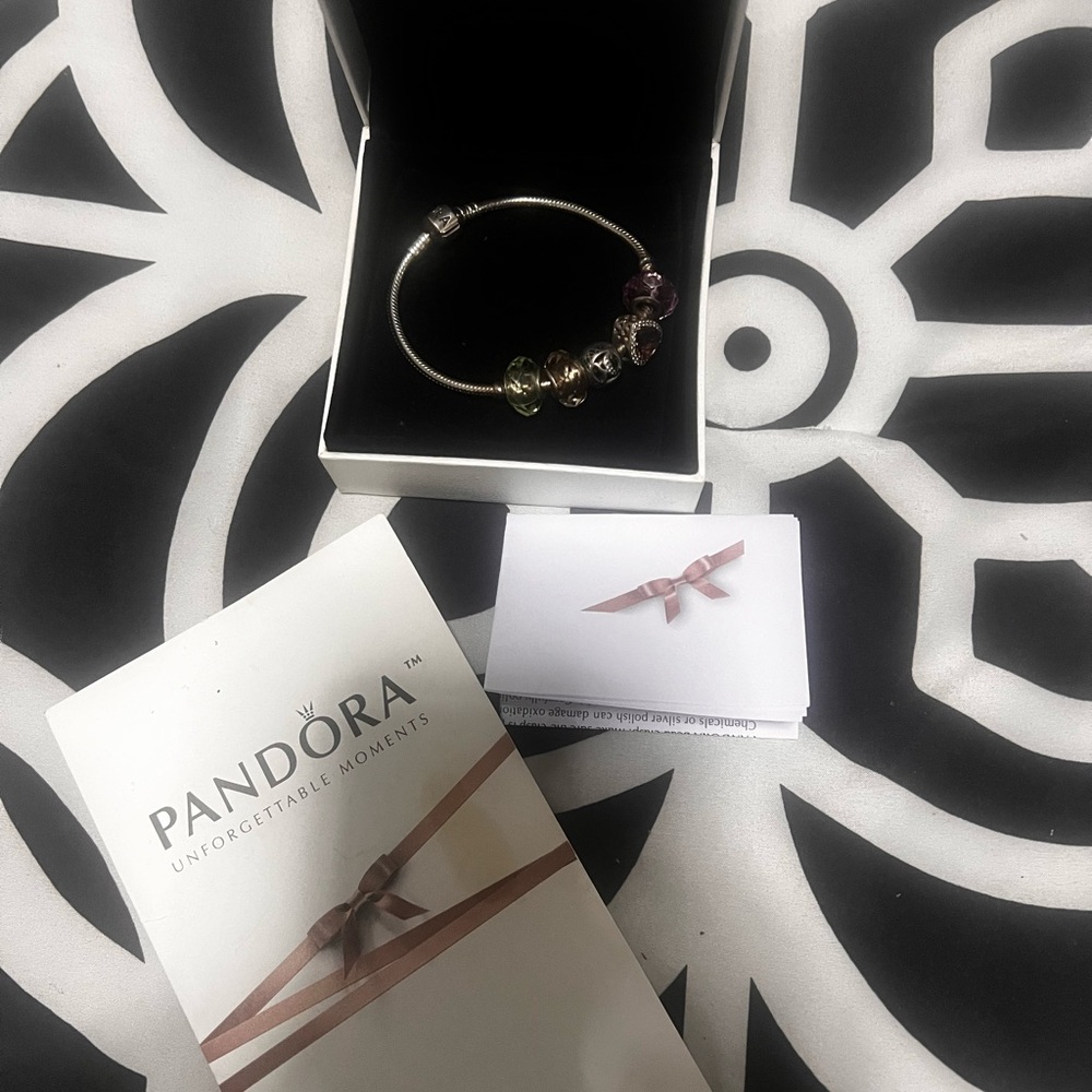 Pandora Silver Bracelet with Colorful Charms